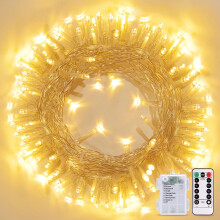 Twinkle String Lights Outdoor Waterproof, 16.4ft 50 LED Battery Operated Christmas Lights Indoor, 8 Modes Fairy Lights with Remote, Warm White