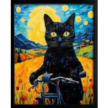 ASPORIC Pictură murală cu pisică Monet, tablouri vintage pe pânză, poster cu pisică amuzantă în nuferi pentru cameră, dormitor, living,