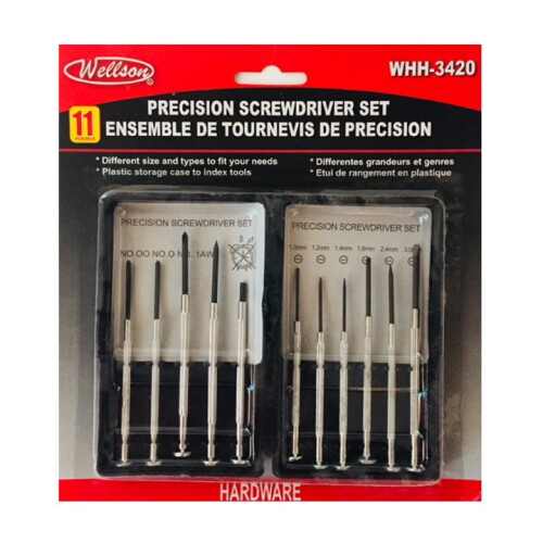 WHH-3420 - CACCIAVITE DI PRECISIONE, SET DA 11 PEZZI, DIVERSE MISURE E TIPI