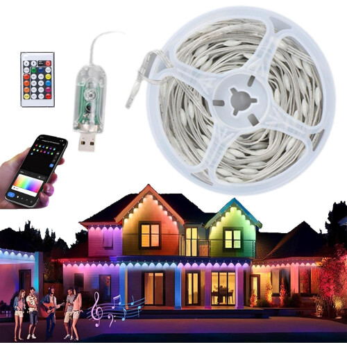 Έξυπνη ταινία LED Rainbow 100ft, αδιάβροχα εξωτερικά φώτα για διακοπές, πάρτι,