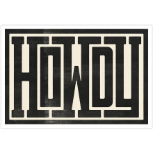 Vintage-Wandbild „Howdy“-Poster, Schwarz-Weiß-Leinwanddruck, passend zum Südwest-Ranch-Stil, 40 x 60 cm (ungerahmt)