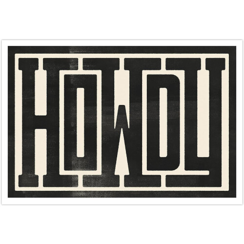 Vintage Funky Αφίσα Τοίχου Howdy, Ασπρόμαυρη Εκτύπωση σε Καμβά 16x24 ιντσών, Συμβατή με