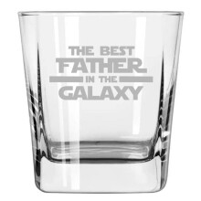 Copo de uísque Rocks Old Fashioned de 355ml com base quadrada - Melhor Pai da Galáxia - Papai
