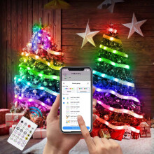 Viflosae LED-julbelysning 5 m, 25 LED-lampor USB-drivna, Bluetooth Smart Ribbon, kompatibel med julgranar och festdekorationer