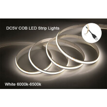 Fita de LED COB de 17 metros (6 unidades) com conector USB DC5V, branca, 6000K, CRI90, flexível, ideal para decoração de TV, quarto, cozinha e