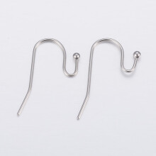 200 pezzi Ganci per orecchini in acciaio inox 304 Filo per orecchini Colore acciaio inox 21x12x2mm Calibro 21 Perno: 0,7mm