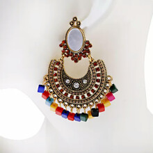 Brincos Jhumka Vintage Indianos Bollywood Étnicos RSAMD para Mulheres, Joias Ciganas - 4#
