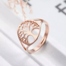 Anelli regolabili RSAMD Albero della Vita, stile vichingo, gioielli regalo per anniversario per donna - Colore oro rosa