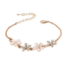 Kvinner Trendy Rhinestone Flower Floral Smykker Justerbar Anheng Lås Armbånd
