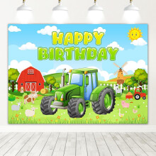 Fondo personalizado de tractor verde de granja para cumpleaños, compatible con pancarta de feliz cumpleaños, decoración de fiesta de 7x5 pies para