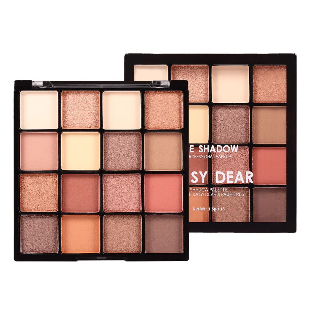 16 Color Eyeshadow Palette with Matte and Shimmer Finishes, Rainbow Pigmented Eye Makeup