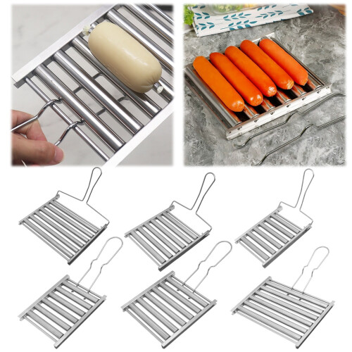Poaug BBQ Hot Dog Roller Grill, Φορητή Πτυσσόμενη Κουζίνα για Λουκάνικα & Καλαμπόκι 5 Θέσεων, 2