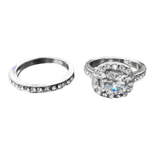 Kiplyki Flash Deals Set di due anelli con zirconi intarsiati per donna, stile europeo e americano, set di gioielli per coppie