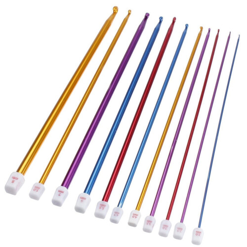 HEMOTON11 τεμάχια 27cm Πολύχρωμα βελονάκια πλεξίματος από αλουμίνιο με μία κεφαλή από