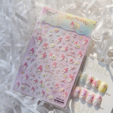 1PCS desene animate Kuromi5D unghii autocolante Sanrio anime unghii arta decorare Hello Kitty melodie Cinnamoroll unghii arta autocolante