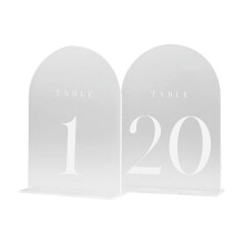 Matte boogvormige tafelnummers voor bruiloften, 20 stuks 5x7 inch matte acryl tafelnummers, perfect voor tafeldecoratie