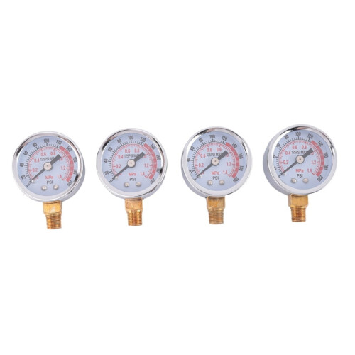4 τεμάχια Μανόμετρο πίεσης αέρα 0-200Psi, αρσενική σύνδεση NPT 1/8 ιντσών, κάτω πλευρική