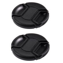 2 Stück schwarze Frontlinsendeckel mit mittigem Klemmverschluss, 62 mm & 77 mm
