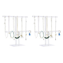 2x Schmuckständer, Halskettenhalter, Schmuckpräsentationshalter, Hängeorganizer für Halsketten und Armbänder, transparenter Turmständer