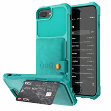 Compatível com iPhone 8 Plus - Capa prática com compartimento para cartão, verde