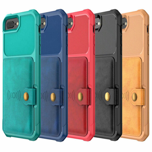 Compatível com iPhone 8 Plus - Capa prática com compartimento para cartão, verde 1