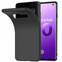 Capa de borracha, compatível com Samsung S10, acabamento fosco preto.