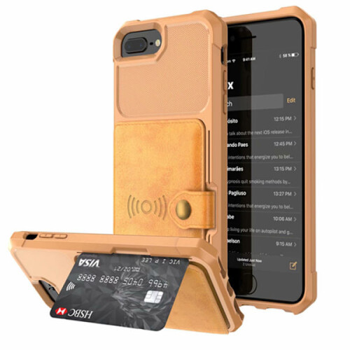 Compatível com iPhone 8 Plus - Capa prática com compartimento para cartão, verde 2
