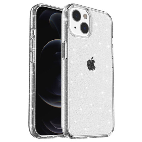 Compatibil cu husa iPhone15, transparentă, cu sclipici
