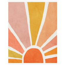 Sonne, Abstrakt, Wandbild im Mid-Century-Modern-Stil für Kinderzimmer, Moderne Kunstdekoration (ungerahmt)