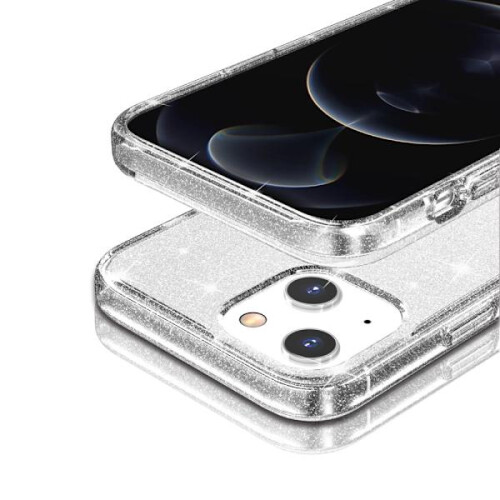 Compatibil cu husa iPhone15, transparentă, cu sclipici 1