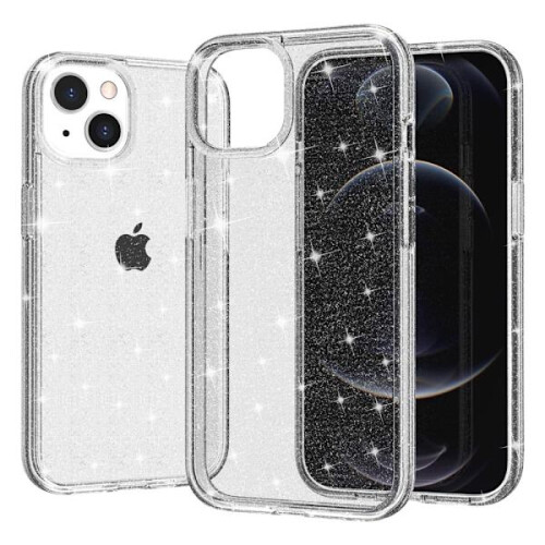 Compatibil cu husa iPhone15, transparentă, cu sclipici 2