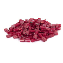 Conectores de nailon de calibre 22-16, 100 unidades, conectores hembra de desconexión rápida rojos, conectores de terminales de cable totalmente