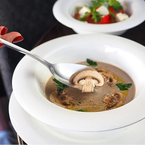 Conjunto de 2 colheres de sopa Cterwk, colheres de aço inoxidável com cabo longo para sobremesa, café, 17 cm (6,7 polegadas) 2
