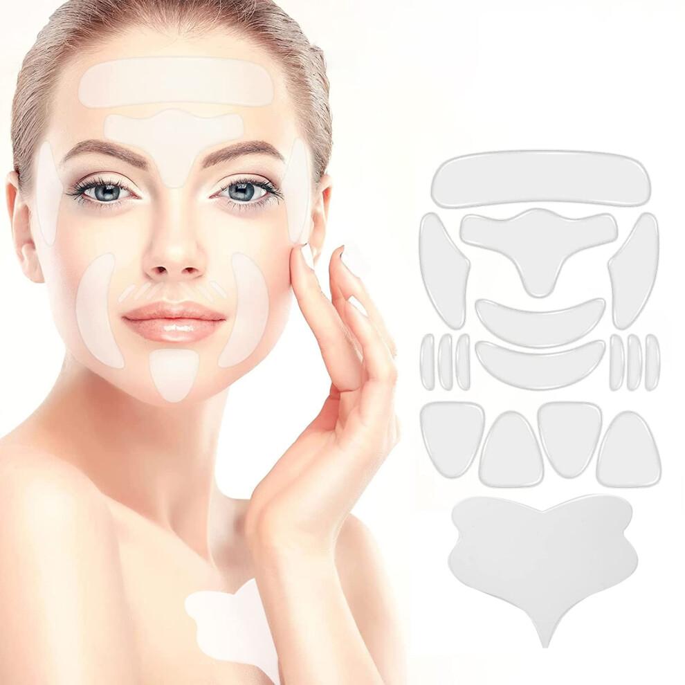 Silicone Wrinkle Pads 17pcs Reusable Overnight Anti Wrinkle Patches for Face Forehead and Chest