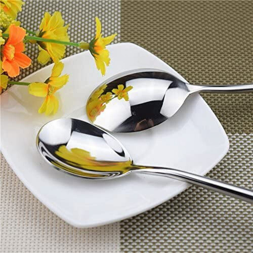 Conjunto de 2 colheres de sopa Cterwk, colheres de aço inoxidável com cabo longo para sobremesa, café, 17 cm (6,7 polegadas) 1