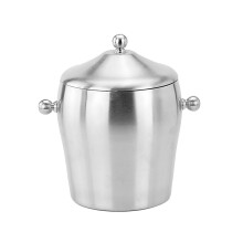 Eisbehälter aus Edelstahl mit Deckel, Doppelgriff, trommelförmig, isoliert (1,2 l)