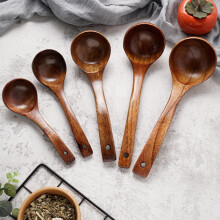 5-teiliges Set Holzlöffel, Schöpfkelle mit langem Griff, Küchenlöffel, großer Suppenlöffel, hitzebeständiger Breilöffel, Holzgeschirr,
