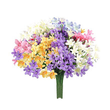 2 sets kunstbloemen, in totaal 10 stuks: wit, geel, roze, paars, blauw (2 van elke kleur)