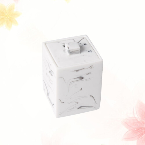 Zonh Wattestäbchenbox aus Marmor mit Deckel, Make-up-Halter 1