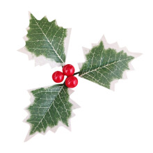 20 stuks decoratieve kerstboeketten met rode vruchten, driehoekige bladeren en mini-kerstdecoraties