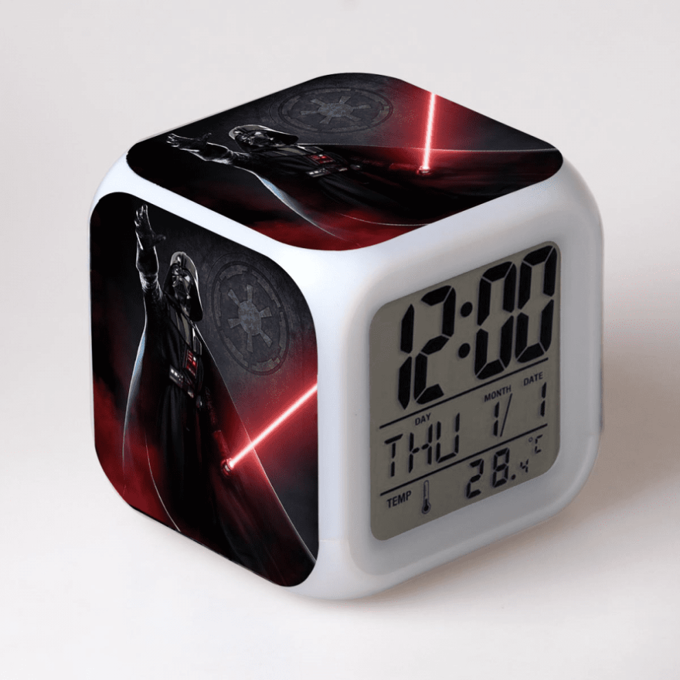 Hanntaoo Digital Alarm Clock For Kids, Star Wars Pattern, 7 Color Led, Thermometer, Night Gift For Boys Girls A93-2067 Htnl#1540 Light