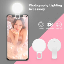 SUSUchens Portable LED Selfie Flash Fill Light 3 Adjustable Mode 20 Beads Easy Clip-On Brighten Live Beauty Fill Light Black