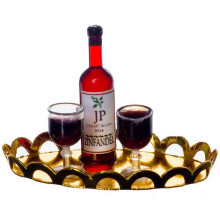 VIN ROUGE/2 VERRES/PLATEAU Échelle miniature