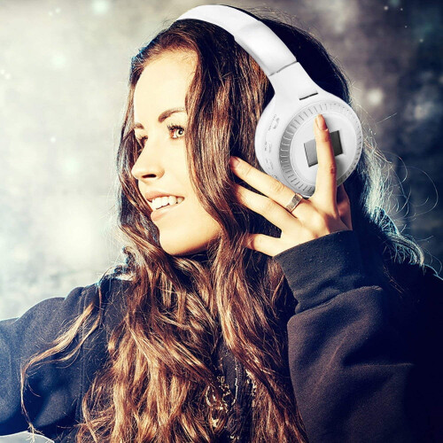 Ακουστικά Bluetooth LINLIN Over Ear, Ασύρματα πτυσσόμενα ακουστικά με μικρόφωνο, FM, κάρτα TF, 1