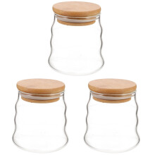 Lot de 3 bocaux en verre transparent avec couvercle hermétique, idéaux pour la farine, le café en grains et le thé.
