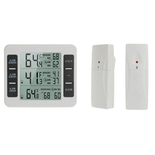 Termômetro e Higrômetro Digital LCD para Ambientes Internos e Externos com Sensor de Temperatura e Umidade, B
