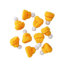 Lot de 10 petits bonnets de Noël tricotés, bonnets de Père Noël, coiffes, cadeaux de fête, accessoires faits main à faire soi-même (Jaune)