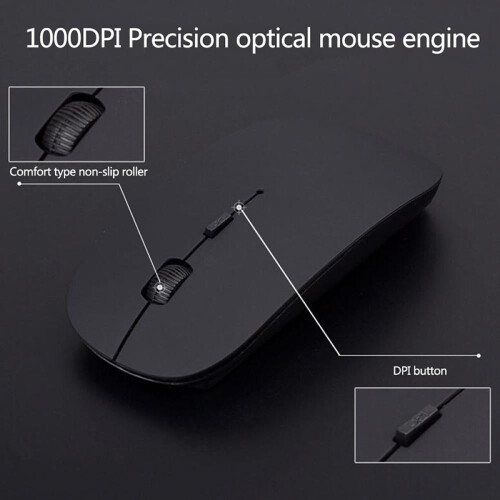 Wireless 2.4G Mini Silent Keyboard And Mouse Combo Set for compatible with Ipad Android compatible with Iphone PC Tablet Black 1