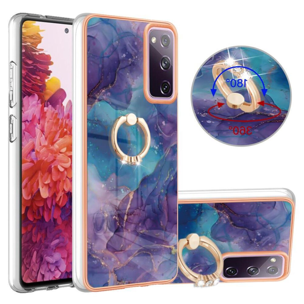 Case For Compatible With Samsung Galaxy S20 Fe 4G/5G Marble Shockproof Tpu Silicone 360 Rotatable Ring Bumper 9423501334732
