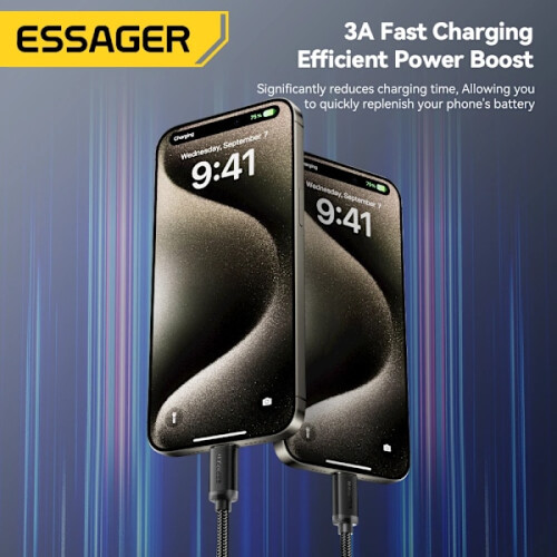 Καλώδιο USB τύπου C Essager3A, συμβατό με iPhone15, Samsung, Xiaomi - Καλώδιο γρήγορης φόρτισης και 2